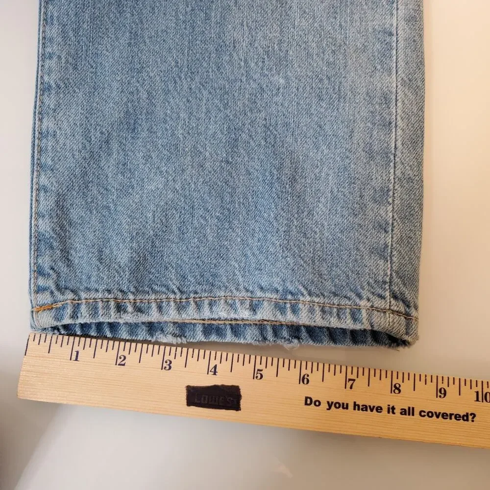 True Religion Brand Mens Jeans Ricky Relaxed Straight Leg SZ 34 Blue Distressed